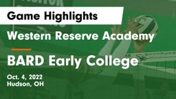 Western Reserve Academy vs BARD Early College Game Highlights - Oct. 4, 2022