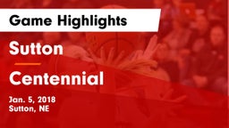 Sutton  vs Centennial  Game Highlights - Jan. 5, 2018