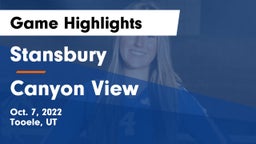 Stansbury  vs Canyon View  Game Highlights - Oct. 7, 2022