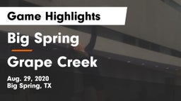 Big Spring  vs Grape Creek  Game Highlights - Aug. 29, 2020