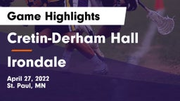Cretin-Derham Hall  vs Irondale  Game Highlights - April 27, 2022