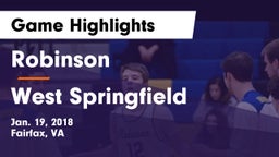 Robinson  vs West Springfield  Game Highlights - Jan. 19, 2018
