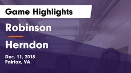 Robinson  vs Herndon  Game Highlights - Dec. 11, 2018