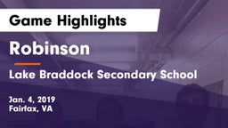 Robinson  vs Lake Braddock Secondary School Game Highlights - Jan. 4, 2019