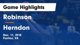 Robinson  vs Herndon  Game Highlights - Dec. 11, 2018