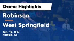Robinson  vs West Springfield  Game Highlights - Jan. 18, 2019