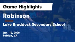 Robinson  vs Lake Braddock Secondary School Game Highlights - Jan. 10, 2020