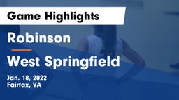 Robinson  vs West Springfield  Game Highlights - Jan. 18, 2022
