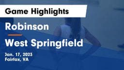 Robinson  vs West Springfield  Game Highlights - Jan. 17, 2023