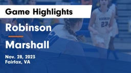 Robinson  vs Marshall  Game Highlights - Nov. 28, 2023