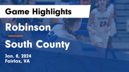 Robinson  vs South County  Game Highlights - Jan. 8, 2024