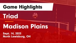 Triad  vs Madison Plains  Game Highlights - Sept. 14, 2023
