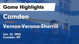Camden  vs Vernon-Verona-Sherrill  Game Highlights - Jan. 24, 2020