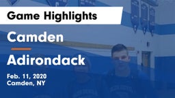 Camden  vs Adirondack  Game Highlights - Feb. 11, 2020