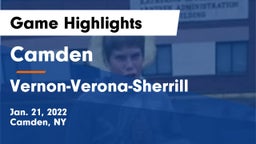 Camden  vs Vernon-Verona-Sherrill  Game Highlights - Jan. 21, 2022