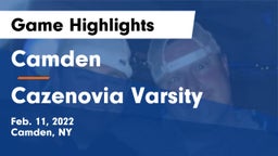 Camden  vs Cazenovia Varsity Game Highlights - Feb. 11, 2022