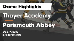 Thayer Academy  vs Portsmouth Abbey  Game Highlights - Dec. 9, 2022