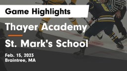 Thayer Academy  vs St. Mark's School Game Highlights - Feb. 15, 2023