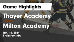 Thayer Academy  vs Milton Academy Game Highlights - Jan. 10, 2024