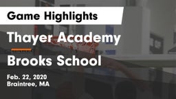 Thayer Academy  vs Brooks School Game Highlights - Feb. 22, 2020