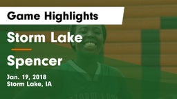 Storm Lake  vs Spencer  Game Highlights - Jan. 19, 2018