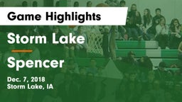 Storm Lake  vs Spencer  Game Highlights - Dec. 7, 2018