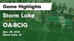 Storm Lake  vs OA-BCIG  Game Highlights - Dec. 20, 2018