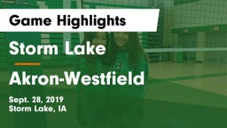 Storm Lake  vs Akron-Westfield  Game Highlights - Sept. 28, 2019