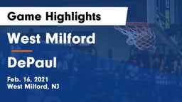 West Milford  vs DePaul  Game Highlights - Feb. 16, 2021