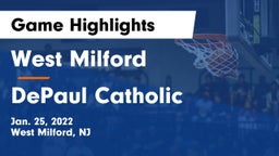 West Milford  vs DePaul Catholic  Game Highlights - Jan. 25, 2022