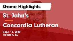 St. John's  vs Concordia Lutheran Game Highlights - Sept. 11, 2019