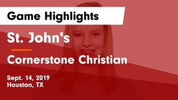 St. John's  vs Cornerstone Christian  Game Highlights - Sept. 14, 2019