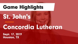 St. John's  vs Concordia Lutheran  Game Highlights - Sept. 17, 2019