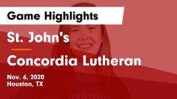 St. John's  vs Concordia Lutheran  Game Highlights - Nov. 6, 2020
