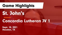 St. John's  vs Concordia Lutheran  JV 1 Game Highlights - Sept. 10, 2021