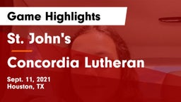 St. John's  vs Concordia Lutheran  Game Highlights - Sept. 11, 2021