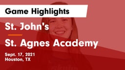 St. John's  vs St. Agnes Academy Game Highlights - Sept. 17, 2021