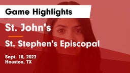 St. John's  vs St. Stephen's Episcopal  Game Highlights - Sept. 10, 2022