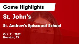 St. John's  vs St. Andrew's Episcopal School Game Highlights - Oct. 21, 2022