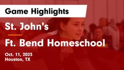 St. John's  vs Ft. Bend Homeschool Game Highlights - Oct. 11, 2023