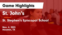 St. John's  vs St. Stephen's Episcopal School Game Highlights - Nov. 4, 2023