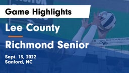 Lee County  vs Richmond Senior  Game Highlights - Sept. 13, 2022