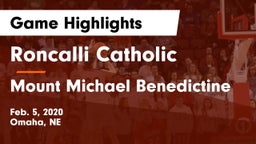 Roncalli Catholic  vs Mount Michael Benedictine Game Highlights - Feb. 5, 2020