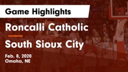 Roncalli Catholic  vs South Sioux City  Game Highlights - Feb. 8, 2020