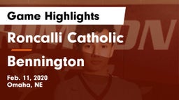 Roncalli Catholic  vs Bennington  Game Highlights - Feb. 11, 2020
