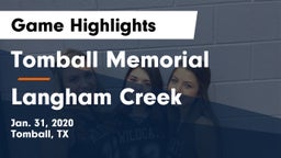 Tomball Memorial vs Langham Creek  Game Highlights - Jan. 31, 2020