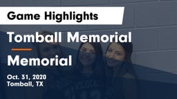 Tomball Memorial  vs Memorial  Game Highlights - Oct. 31, 2020