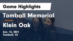 Tomball Memorial  vs Klein Oak  Game Highlights - Jan. 13, 2021