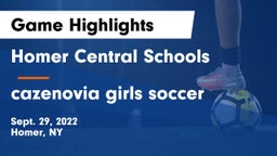 Homer Central Schools vs cazenovia girls soccer Game Highlights - Sept. 29, 2022