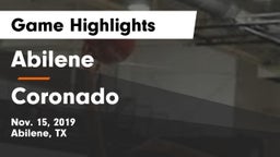 Abilene  vs Coronado  Game Highlights - Nov. 15, 2019
